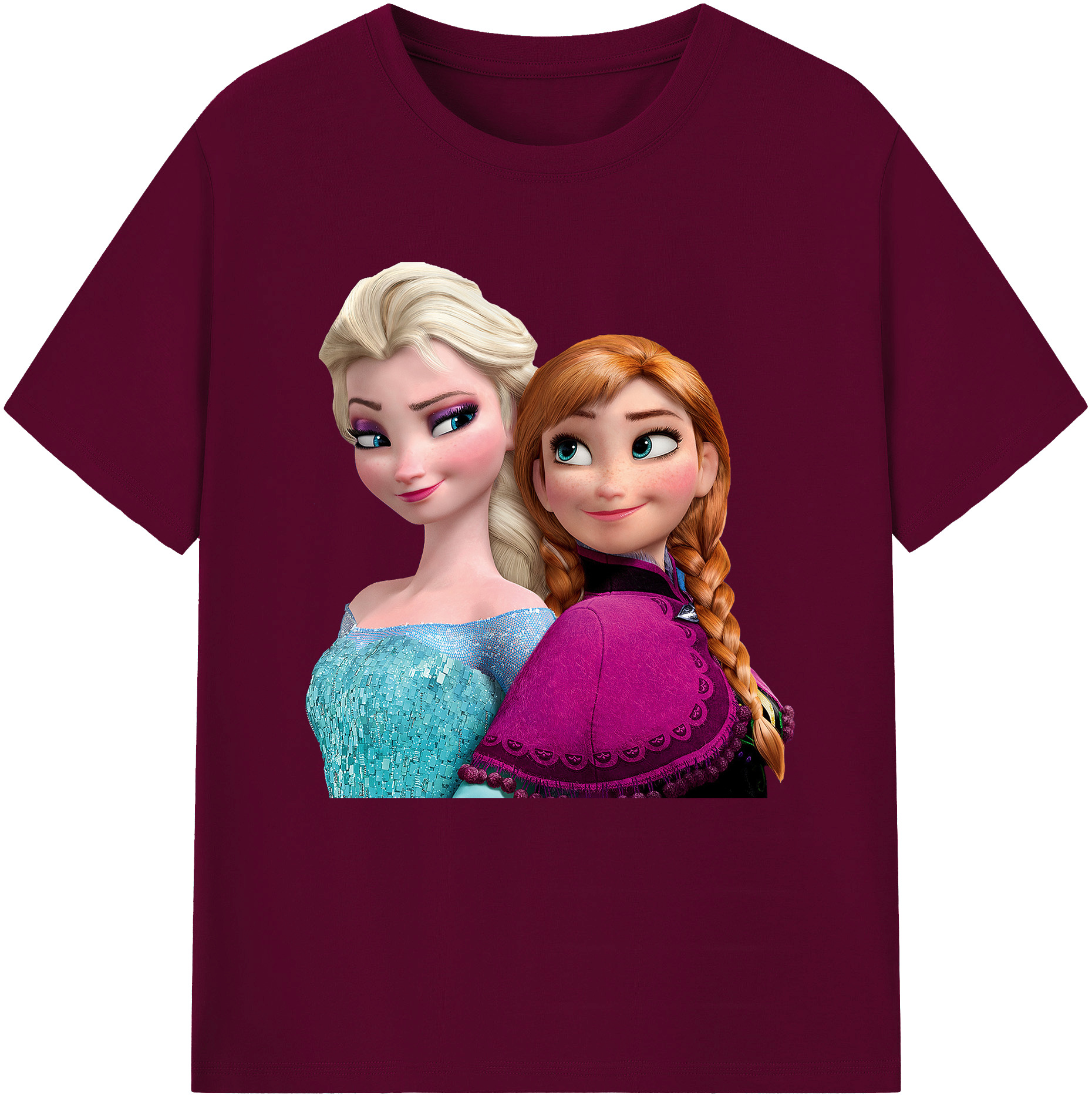 （画像用） アナと雪の女王 アンナ エルサ Frozen Anna Elsa レディースカジュアルプリントTシャツ（綿100％）
